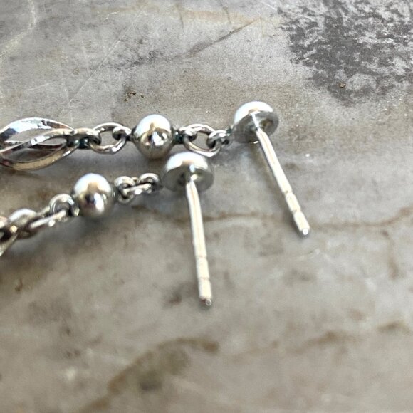 Sterling Silver 925 Dainty Petite Spiral Puffy Heart Dangle Drop Earrings - Picture 9 of 16